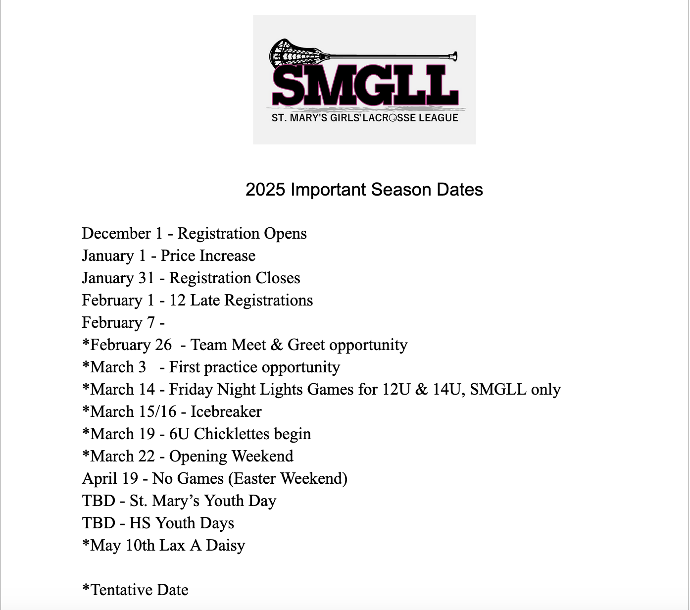 SMGLL 2025 Dates